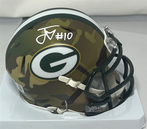 JORDAN LOVE SIGNED PACKERS CAMO SPEED MINI HELMET - BAS