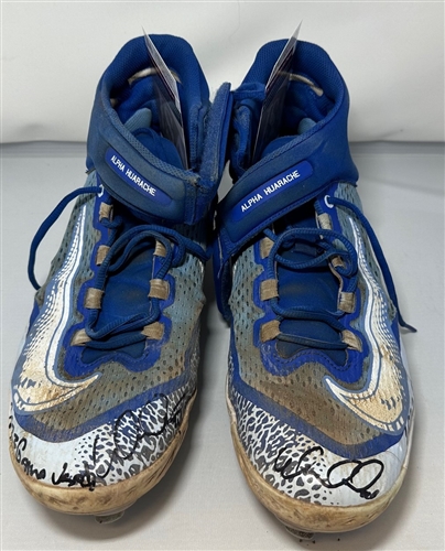 WILLIAM CONTRERAS SIGNED BREWERS NIKE REACT GAME USED CLEATS #3 - JSA