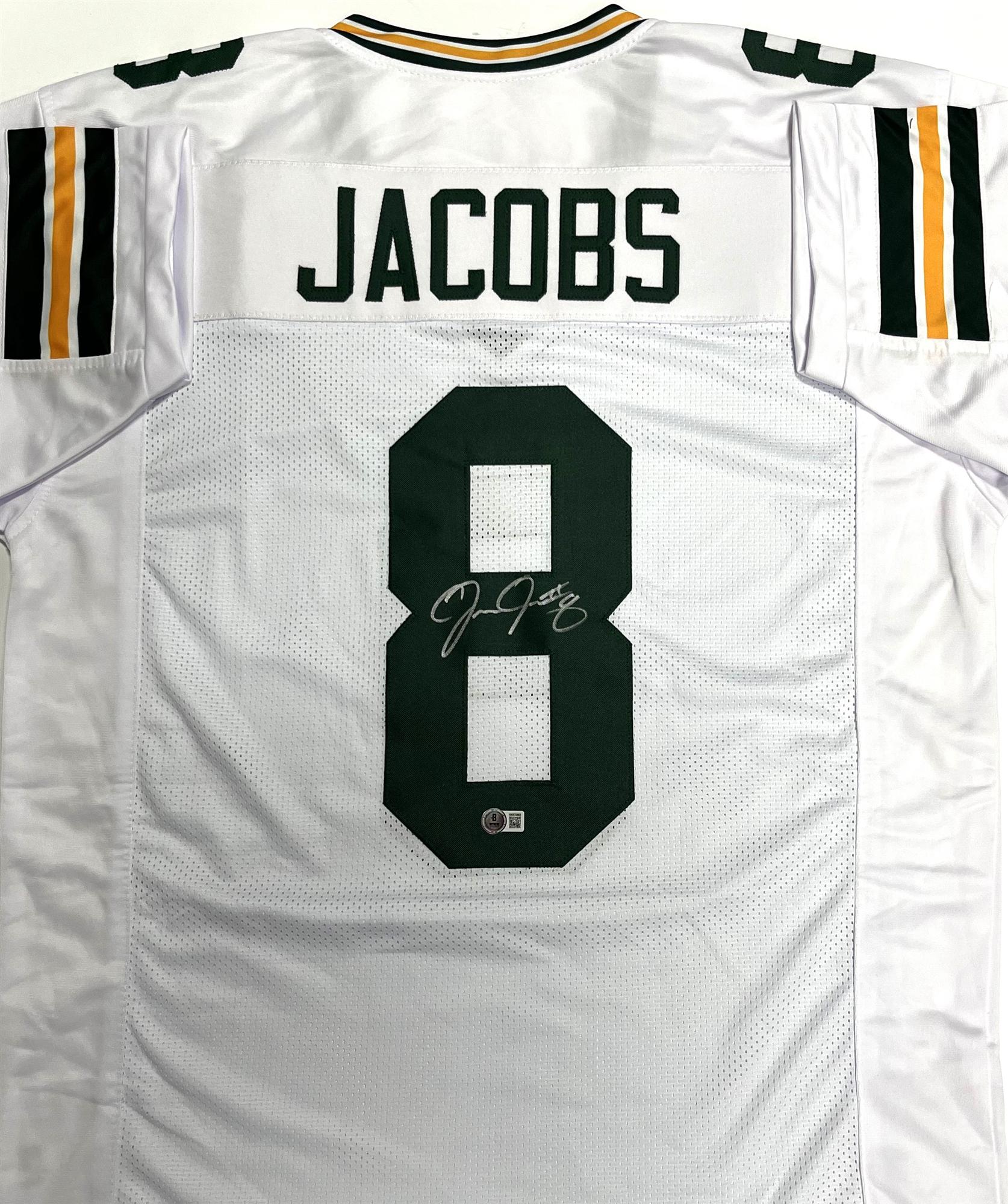 JOSH JACOBS SIGNED CUSTOM REPLICA PACKERS WHITE JERSEY - BAS