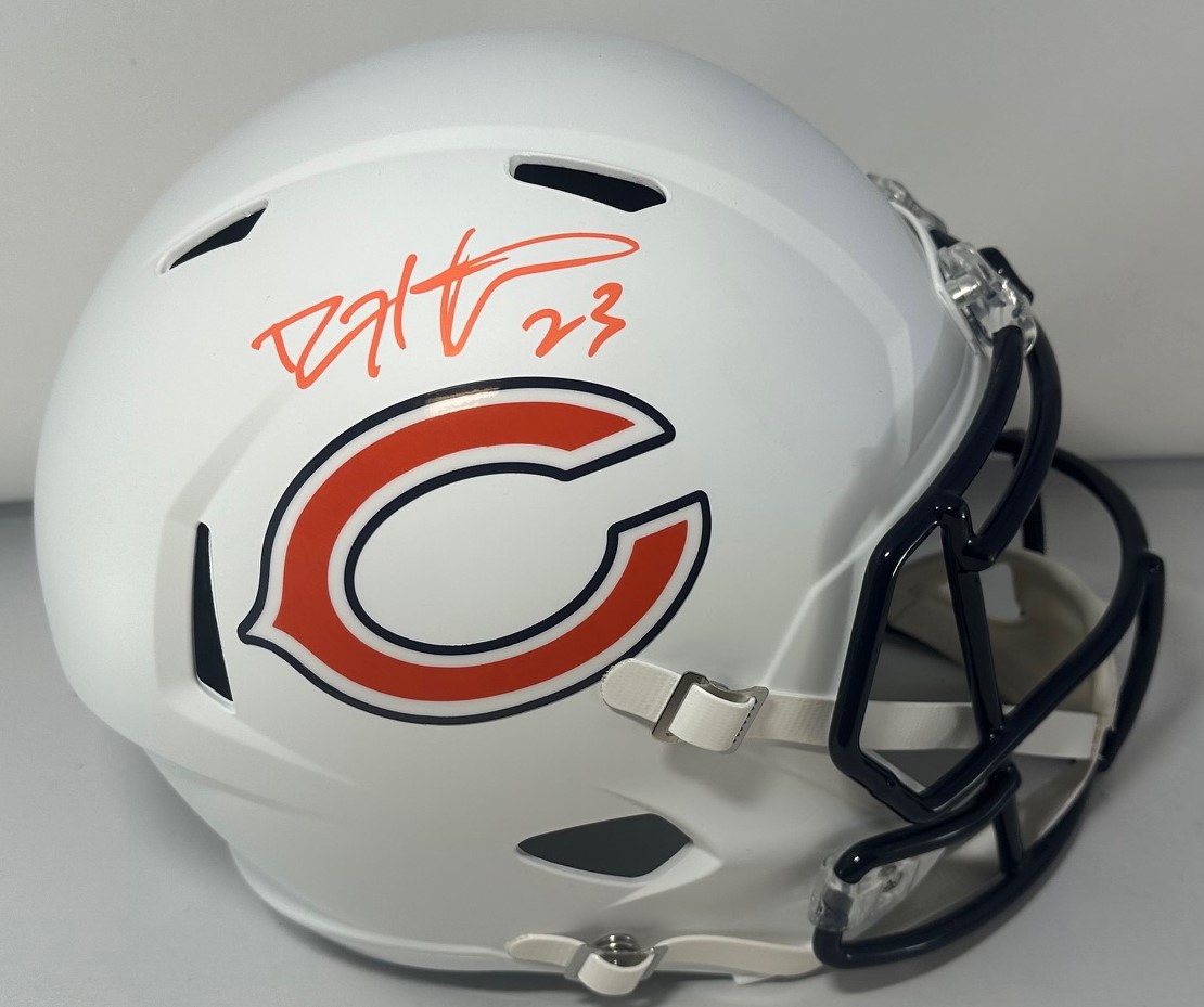 DEVIN HESTER SIGNED FULL SIZE BEARS FLAT WHITE REPLICA SPEED HELMET - BAS