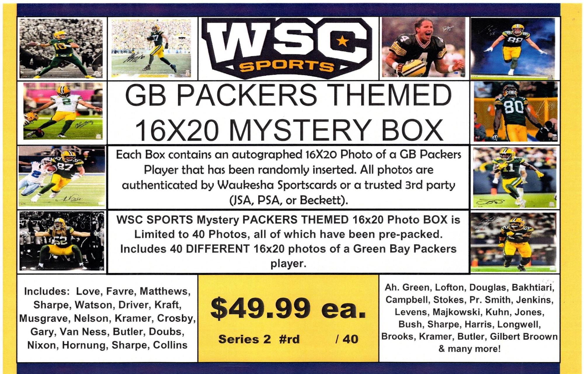 WSC SPORTS MYSTERY 16X20 BOX PACK - PACKERS EDITION SERIES 2