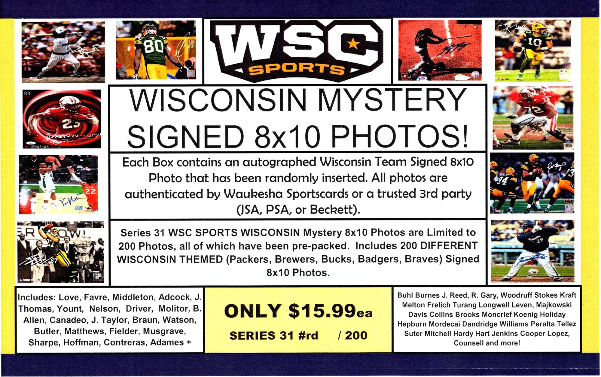 WSC MYSTERY 8x10 BOX PACK - WI SPORTS EDITION SERIES 31