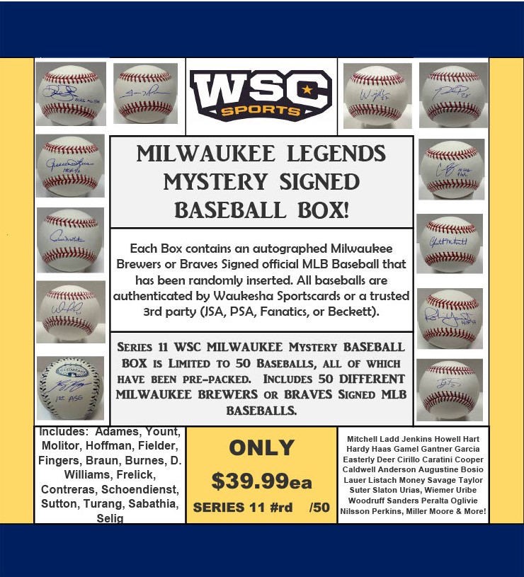 WSC SPORTS MYSTERY SIGNED BASEBALL BOX - MILWAUKEE EDITION - SERIES 11