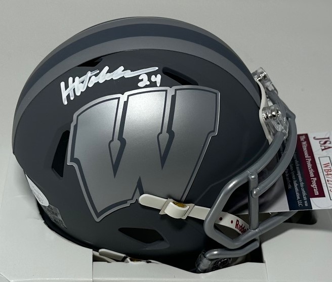 HUNTER WOHLER SIGNED WI BADGERS SLATE SPEED MINI HELMET - JSA