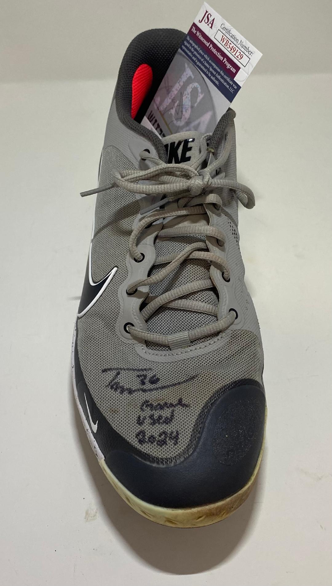 TOBIAS MYERS SIGNED BREWERS NIKE REACT GAME USED RIGHT CLEAT #1 - JSA