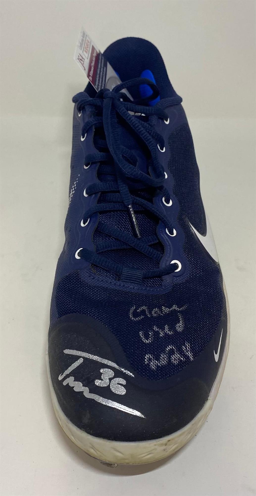 TOBIAS MYERS SIGNED BREWERS NIKE REACT GAME USED LEFT CLEAT #3 - JSA