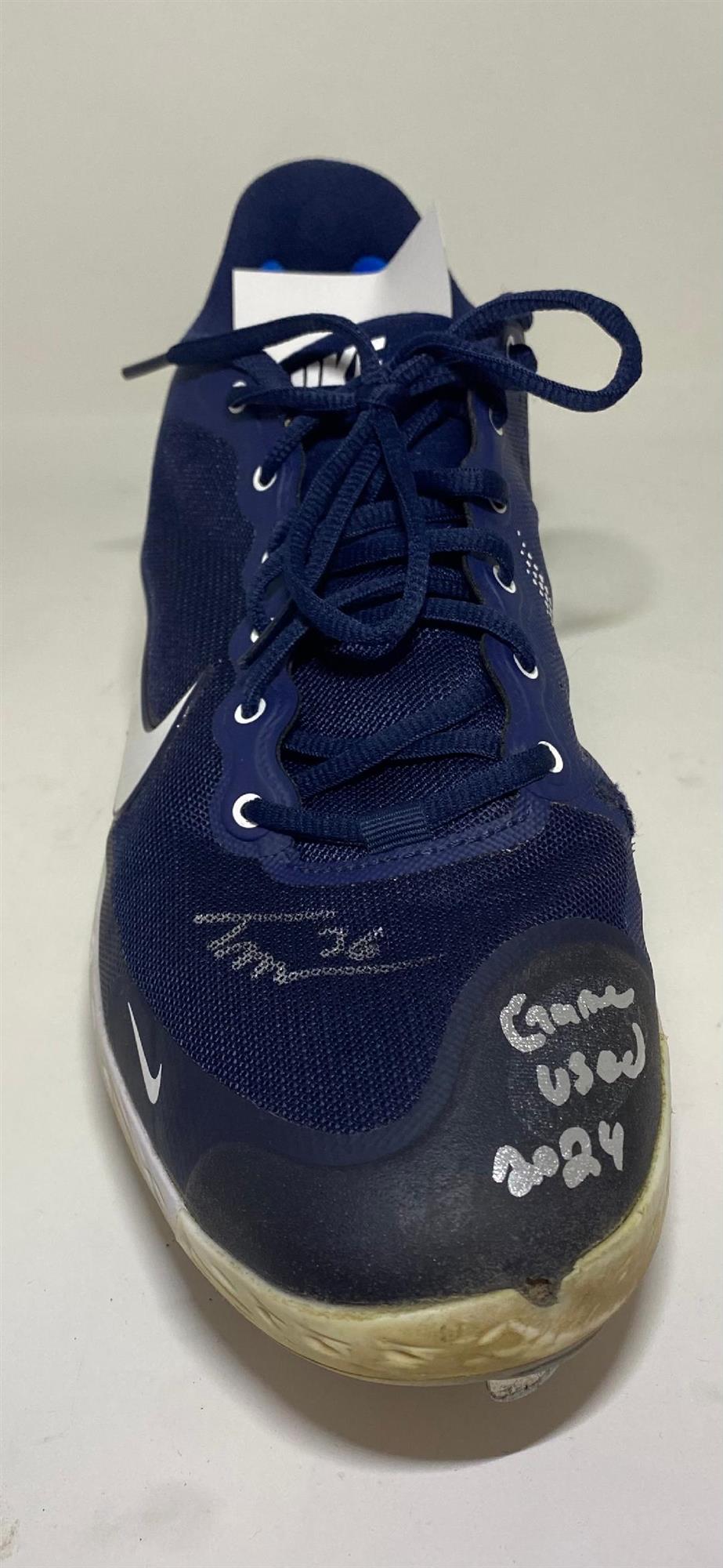 TOBIAS MYERS SIGNED BREWERS NIKE REACT GAME USED RIGHT CLEAT #4 - JSA