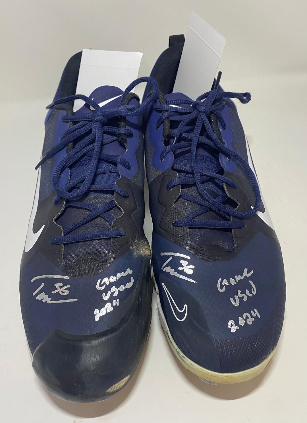 TOBIAS MYERS SIGNED BREWERS NIKE GAME USED CLEAT PAIR #5 - JSA