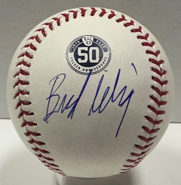 BUD SELIG SIGNED OFFICIAL 50th ANNIVERSARY LOGO MLB BASEBALL - BREWERS - JSA