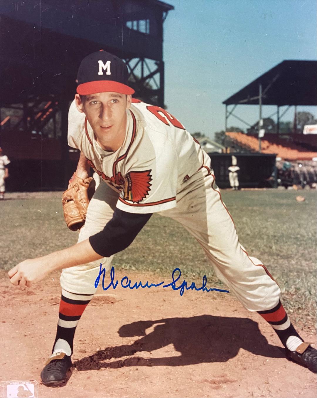 WARREN SPAHN (d) SIGNED 8X10 MILW. BRAVES PHOTO #1 - JSA