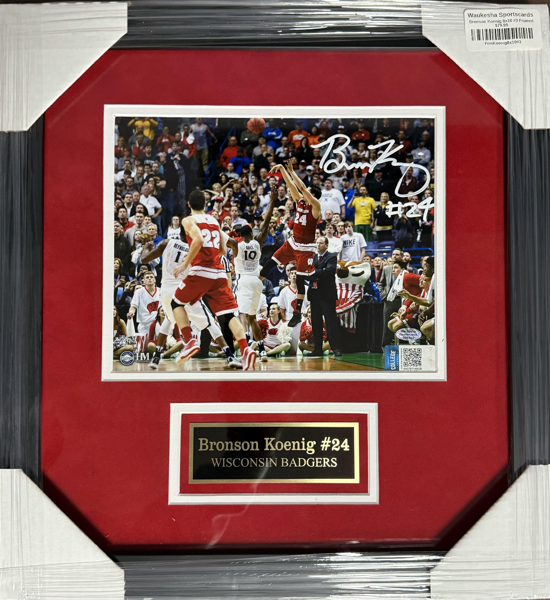 BRONSON KOENIG FRAMED SIGNED BADGERS 8X10 PHOTO #3