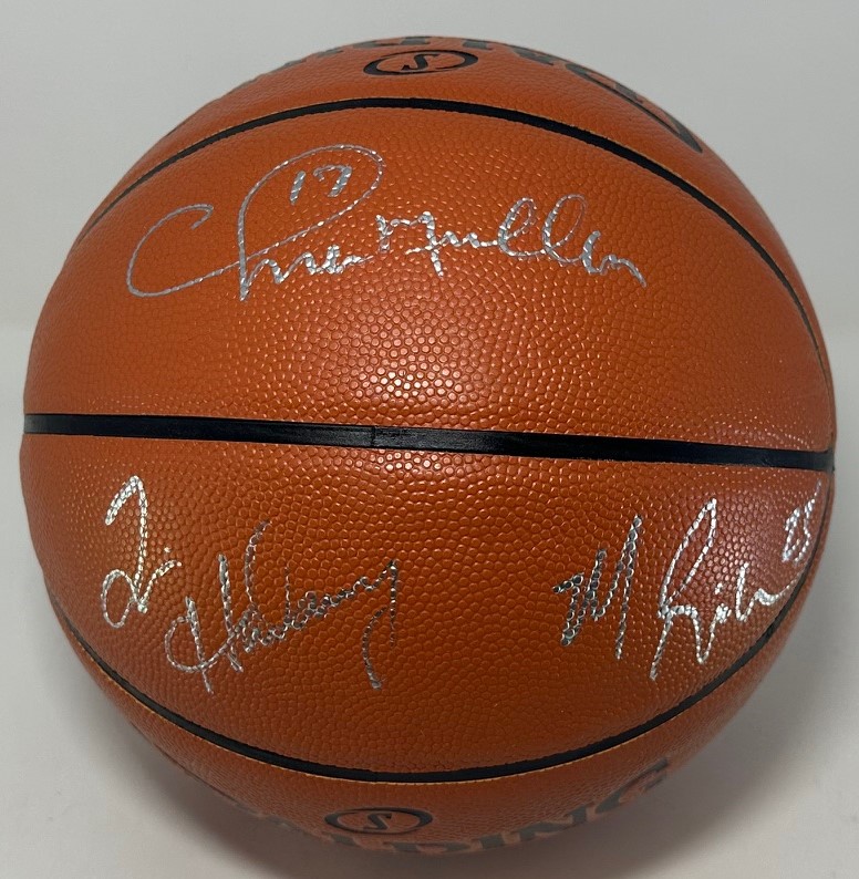 CHRIS MULLIN, TIM HARDAWAY & MITCH RICHMOND TRIPLE SIGNED FULL SIZE WILSON REPLICA BASKETBALL - WARRIORS  - BAS