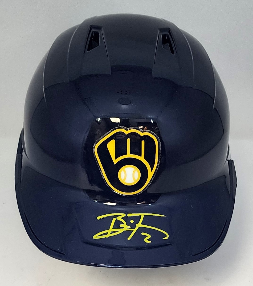 BRICE TURANG SIGNED RAWLINGS FULL SIZE BREWERS BLUE HELMET - JSA