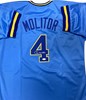 PAUL MOLITOR SIGNED CUSTOM REPLICA BREWERS BLUE JERSEY - JSA