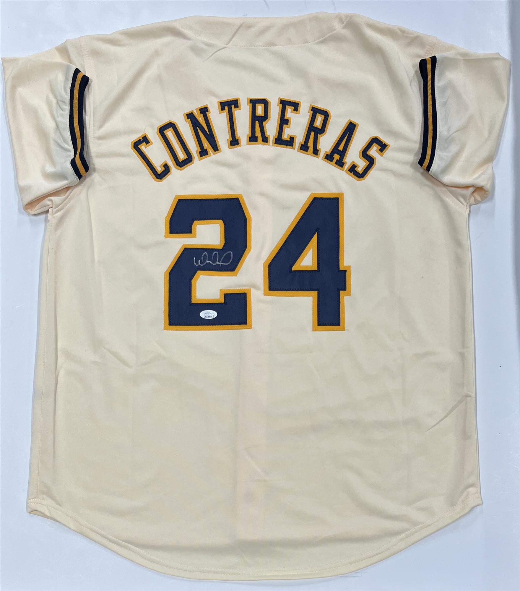 WILLIAM CONTRERAS SIGNED CUSTOM REPLICA BREWERS CREAM JERSEY - JSA