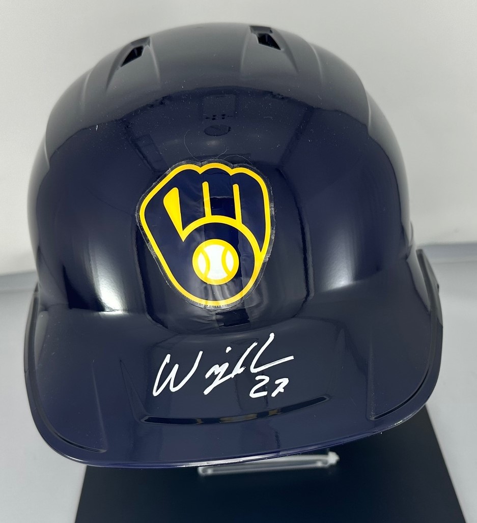 WILLY ADAMES SIGNED FULL SIZE BREWERS BLUE HELMET - JSA