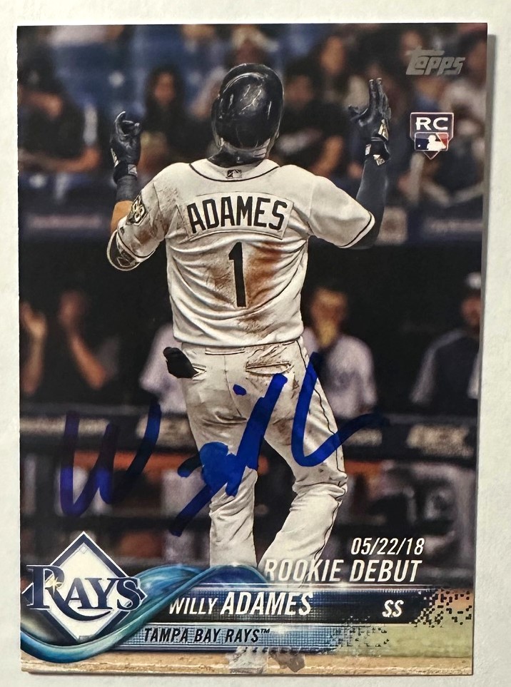 WILLY ADAMES SIGNED 2018 TOPPS RAYS ROOKIE CARD #US25