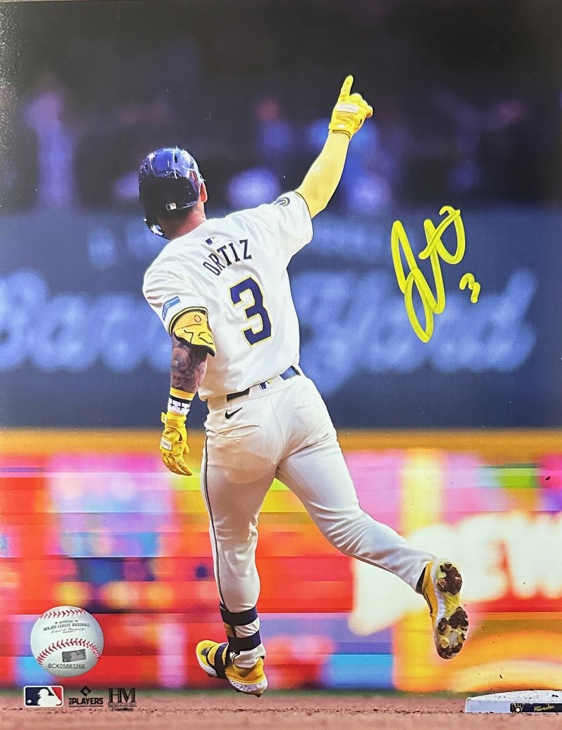 JOEY ORTIZ SIGNED 8X10 BREWERS PHOTO #1