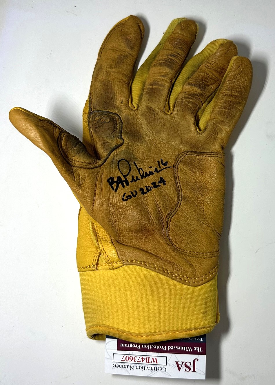 BLAKE PERKINS SIGNED BREWERS BRUCE BOLT GAME USED LEFT BATTING GLOVE #1 - JSA