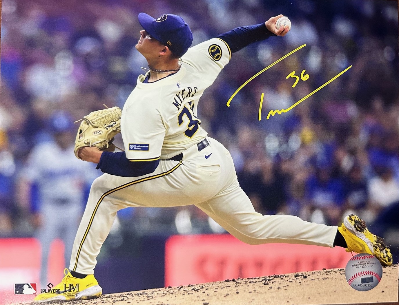 TOBIAS MYERS SIGNED BREWERS 8X10 PHOTO #1