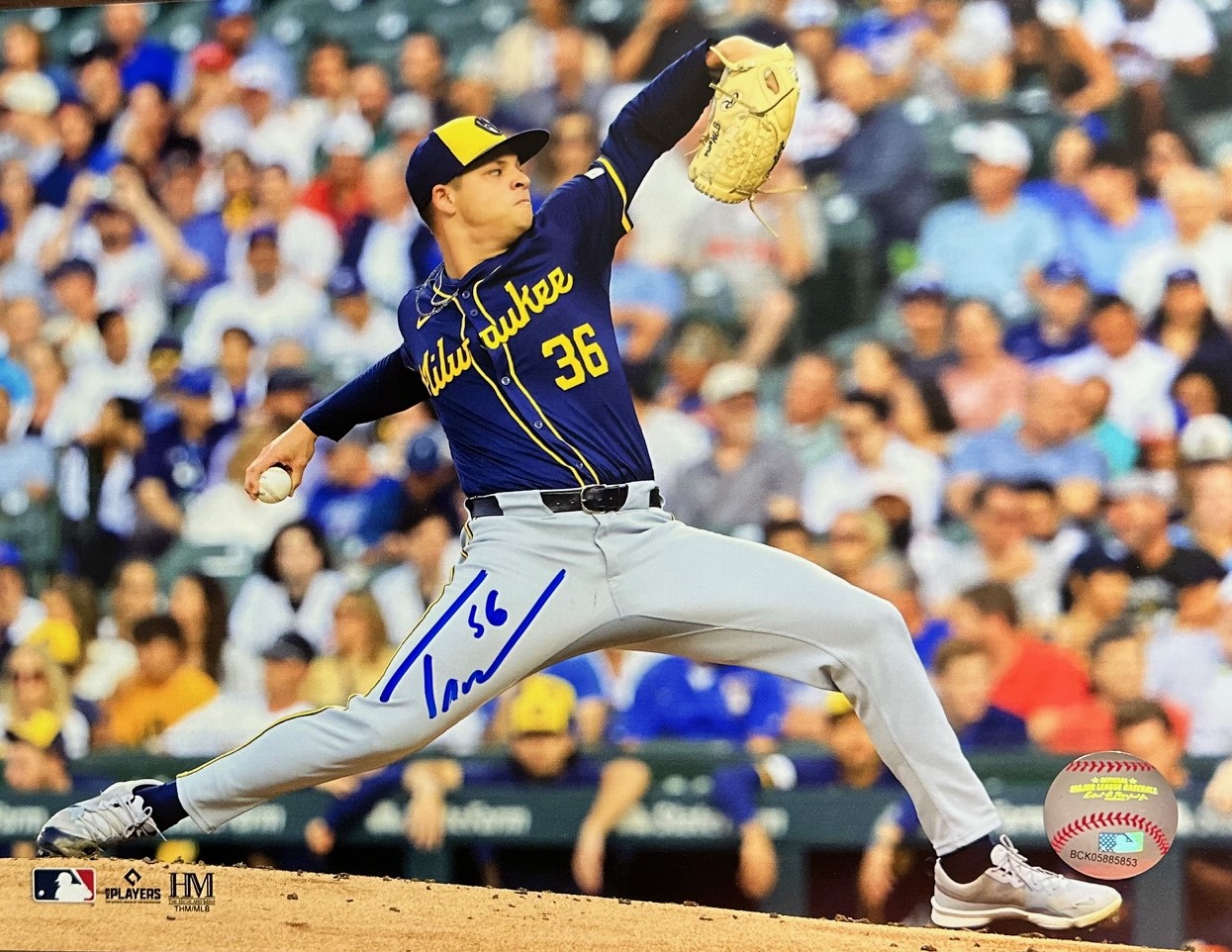 TOBIAS MYERS SIGNED BREWERS 8X10 PHOTO #2