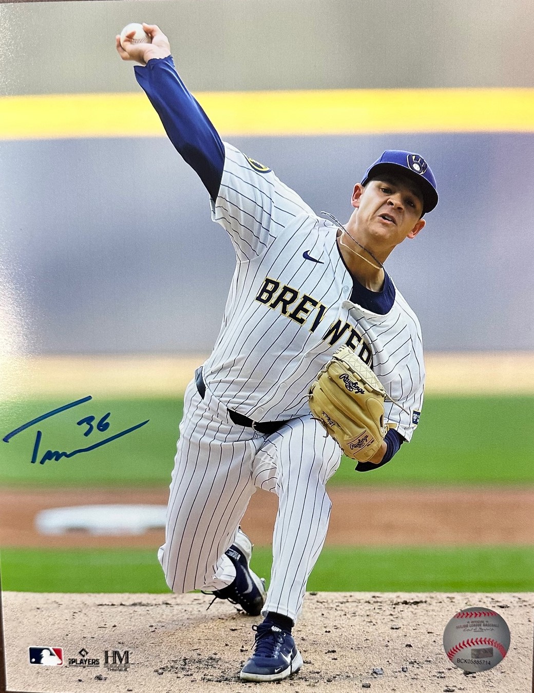 TOBIAS MYERS SIGNED BREWERS 8X10 PHOTO #3