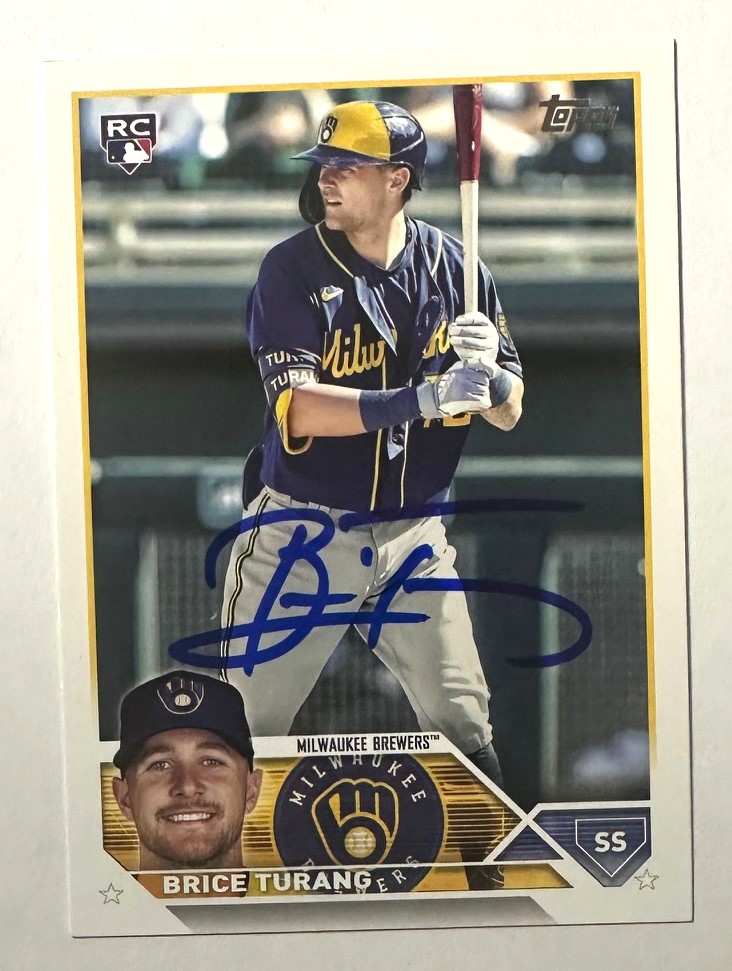 BRICE TURANG SIGNED 2023 TOPPS BREWERS ROOKIE CARD #530