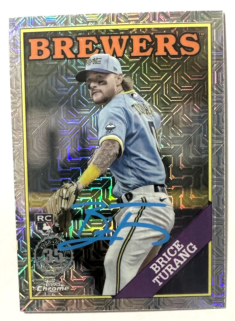 BRICE TURANG SIGNED 2023 TOPPS CHROME BREWERS ROOKIE CARD #T88CU-31