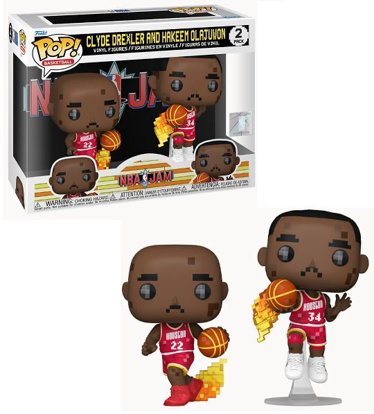 CLYDE DREXLER & HAKEEM OLAJUWON NBA JAM 2 PACK POP FUNKO FIGURES