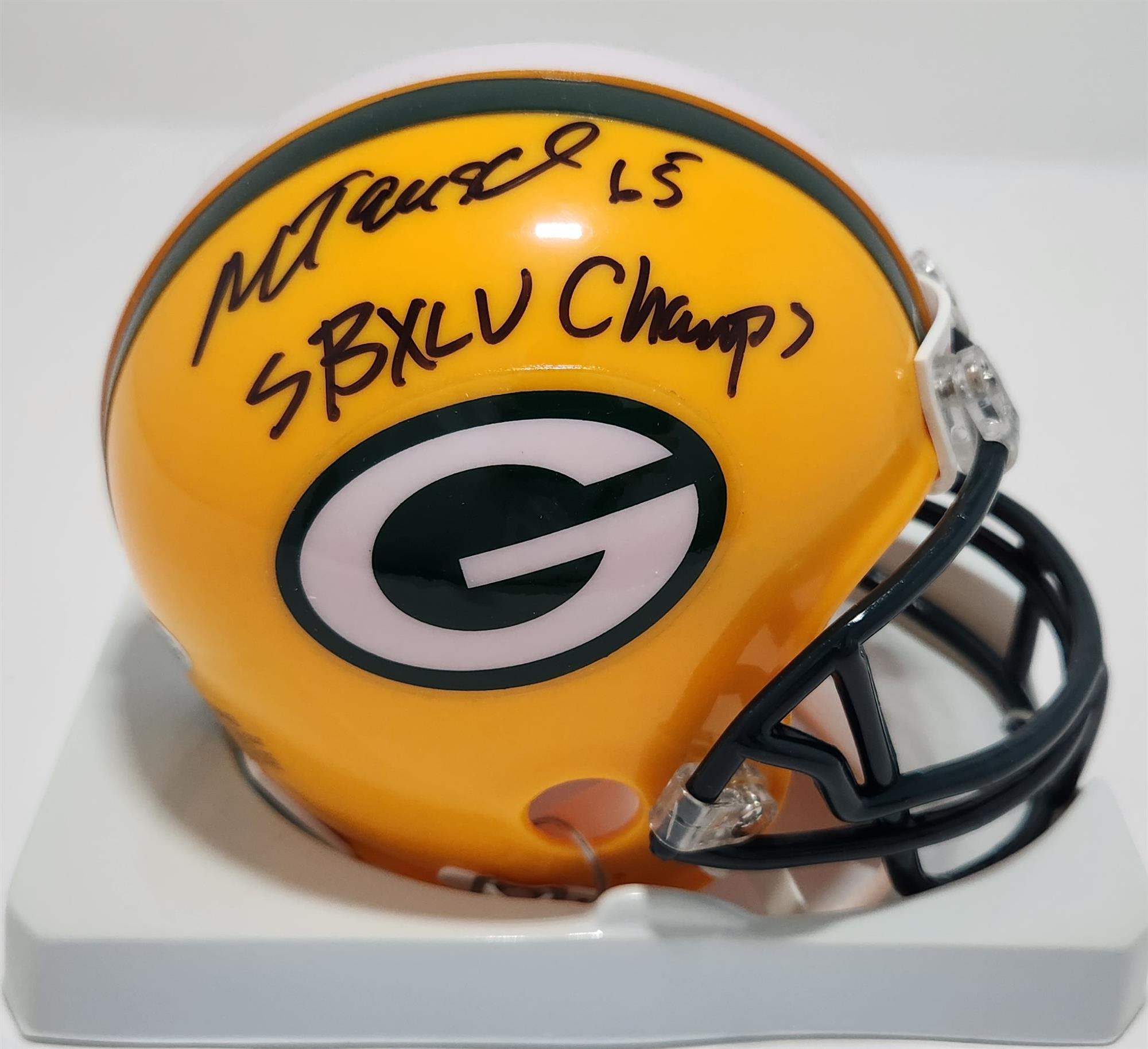 MARK TAUSCHER SIGNED PACKERS MINI HELMET W/ SB XLV CHAMP