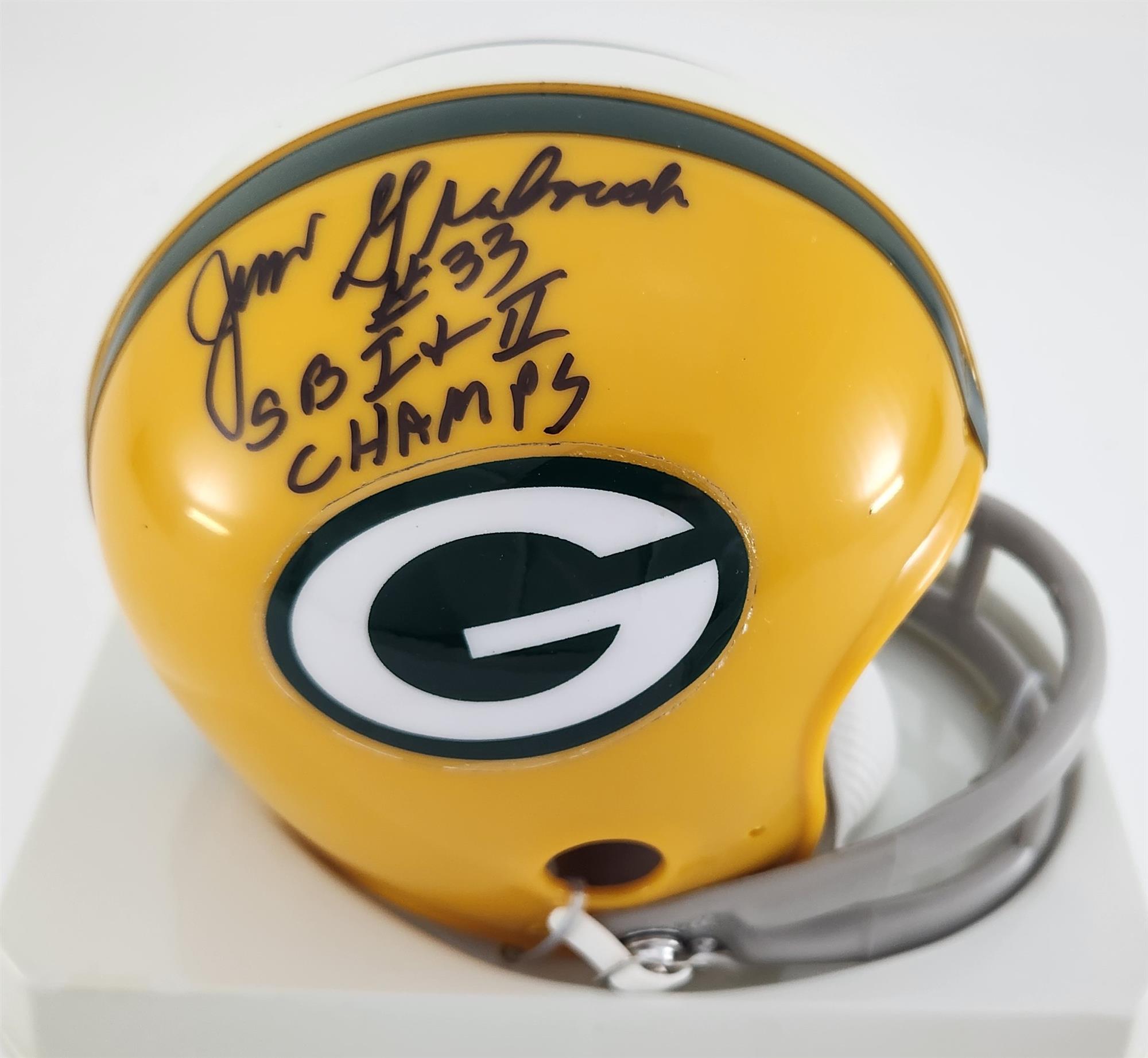 JIM GRABOWSKI SIGNED 2 BAR PACKERS MINI HELMET W/ SB I & II