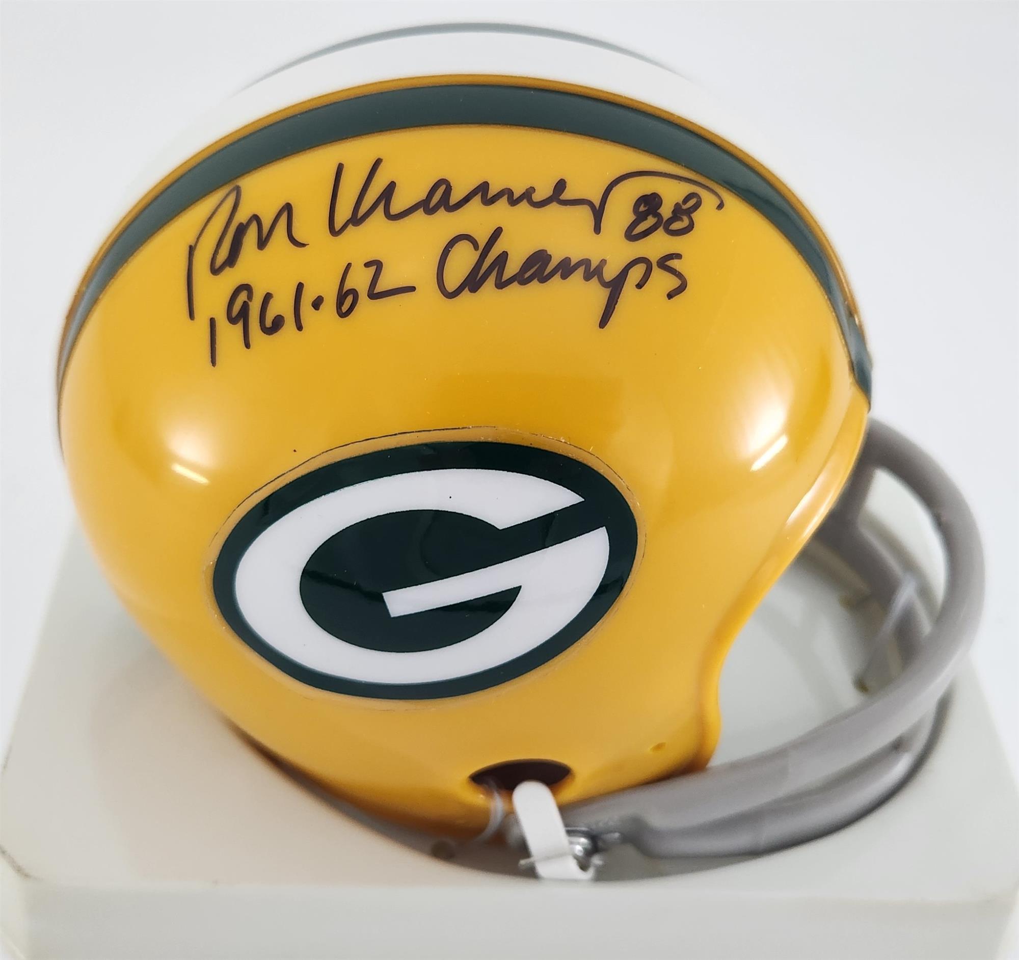 RON KRAMER (d) SIGNED PACKERS MINI HELMET W/ 61-62 CHAMPS