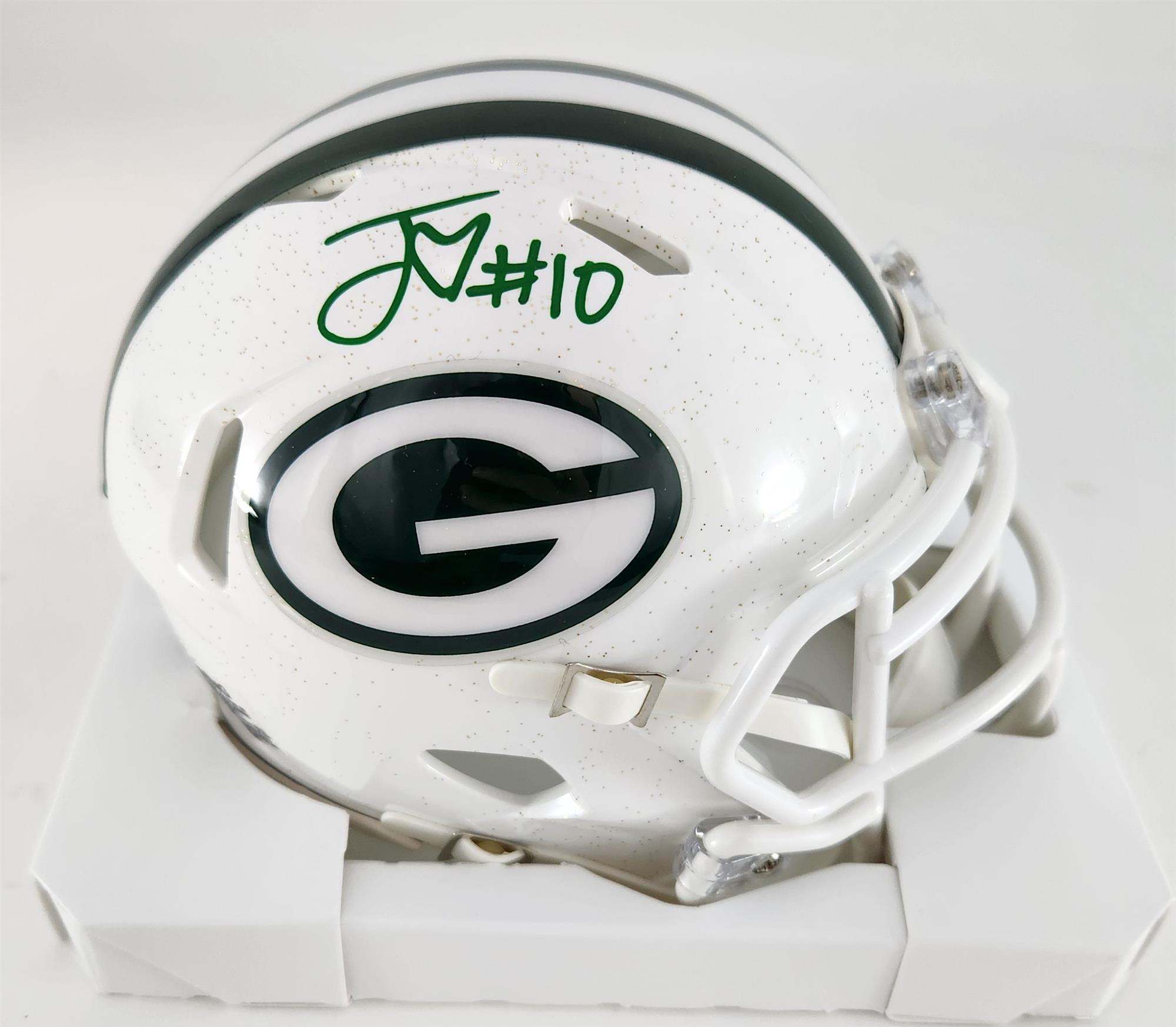 JORDAN LOVE SIGNED PACKERS 2024 ALTERNATE WHITE MINI HELMET - BAS