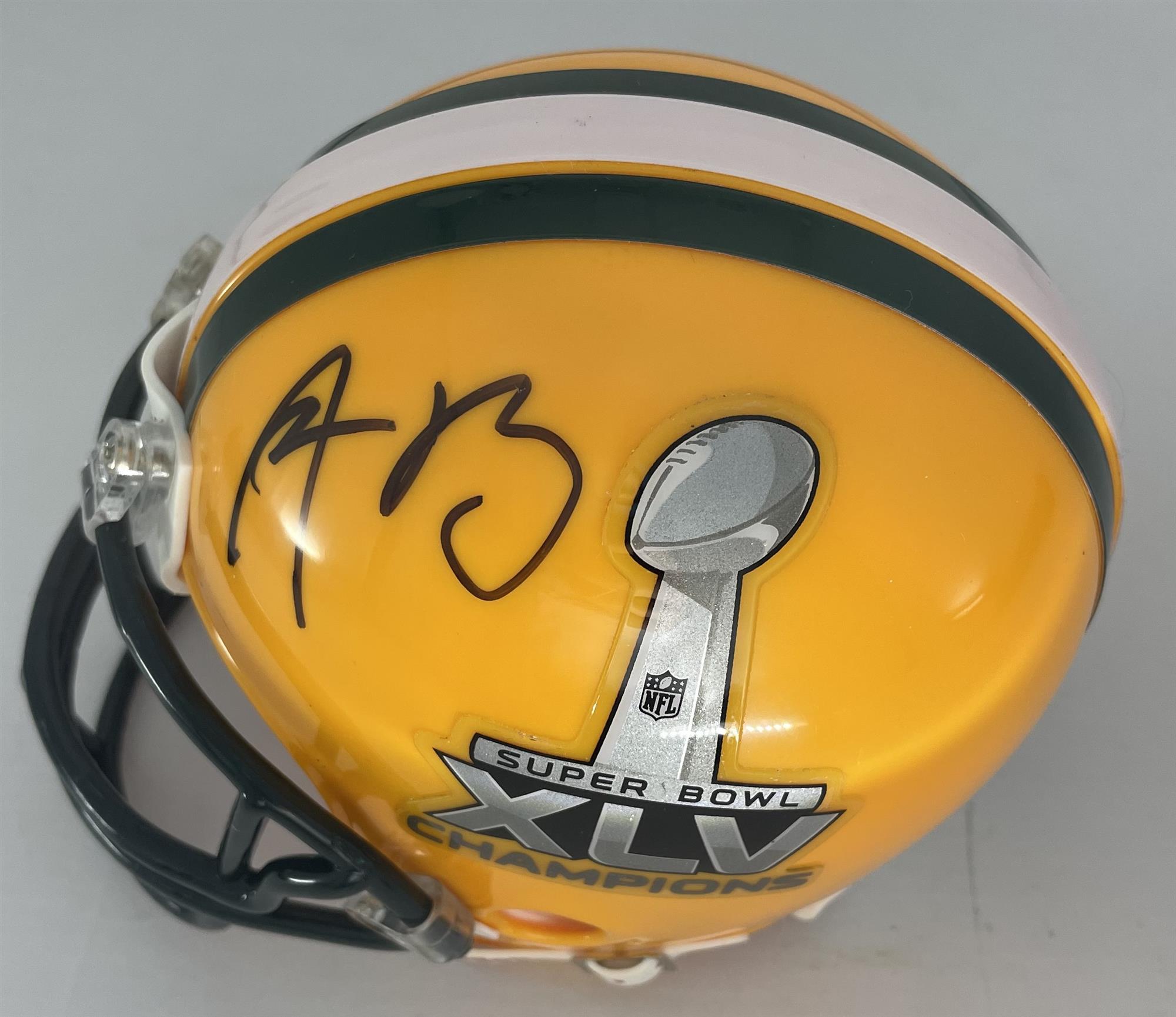 AARON RODGERS SIGNED RIDDELL SB XLV LOGO MINI HELMET - JSA