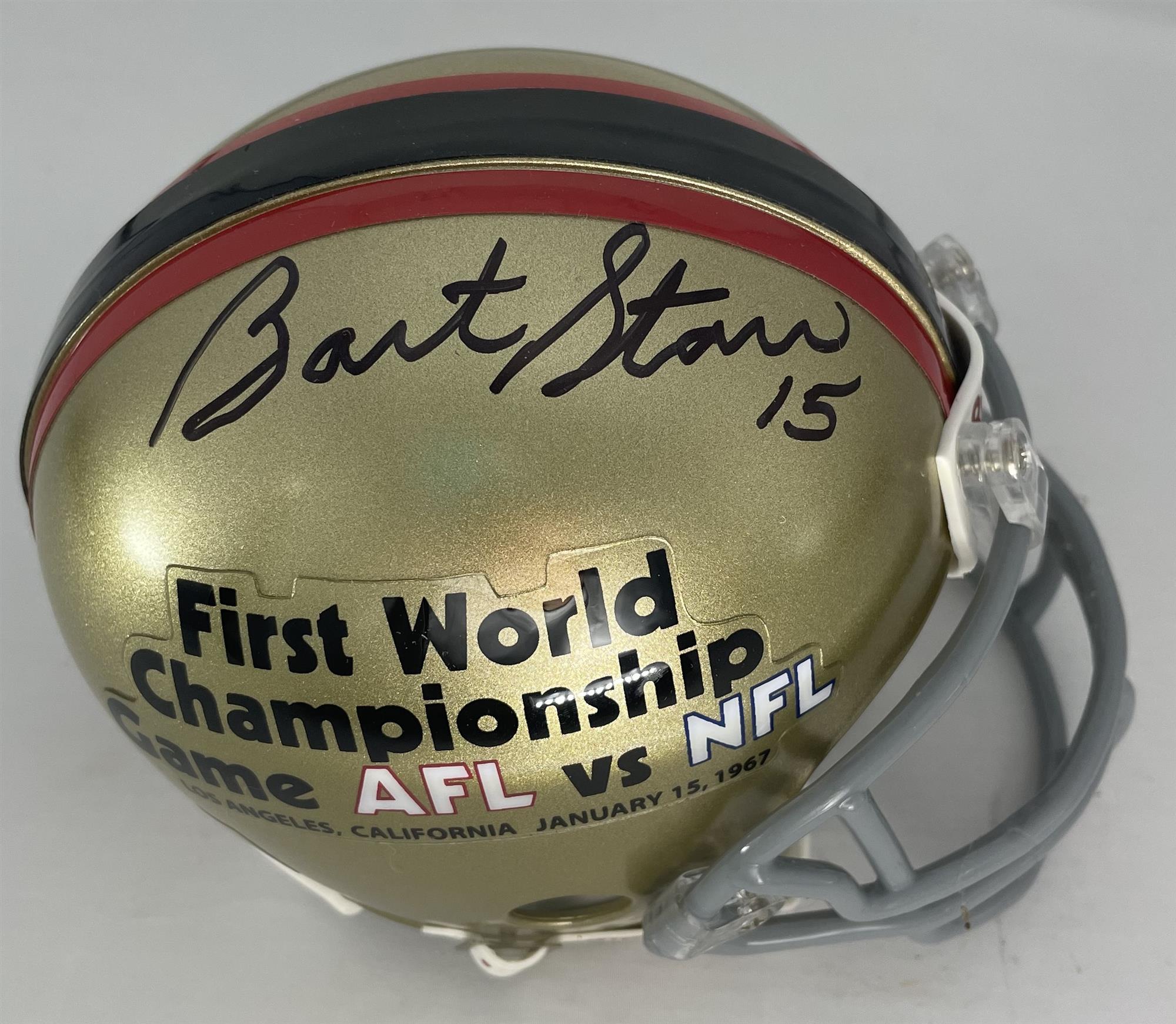 BART STARR (d) SIGNED PACKERS SB I LOGO MINI HELMET - JSA