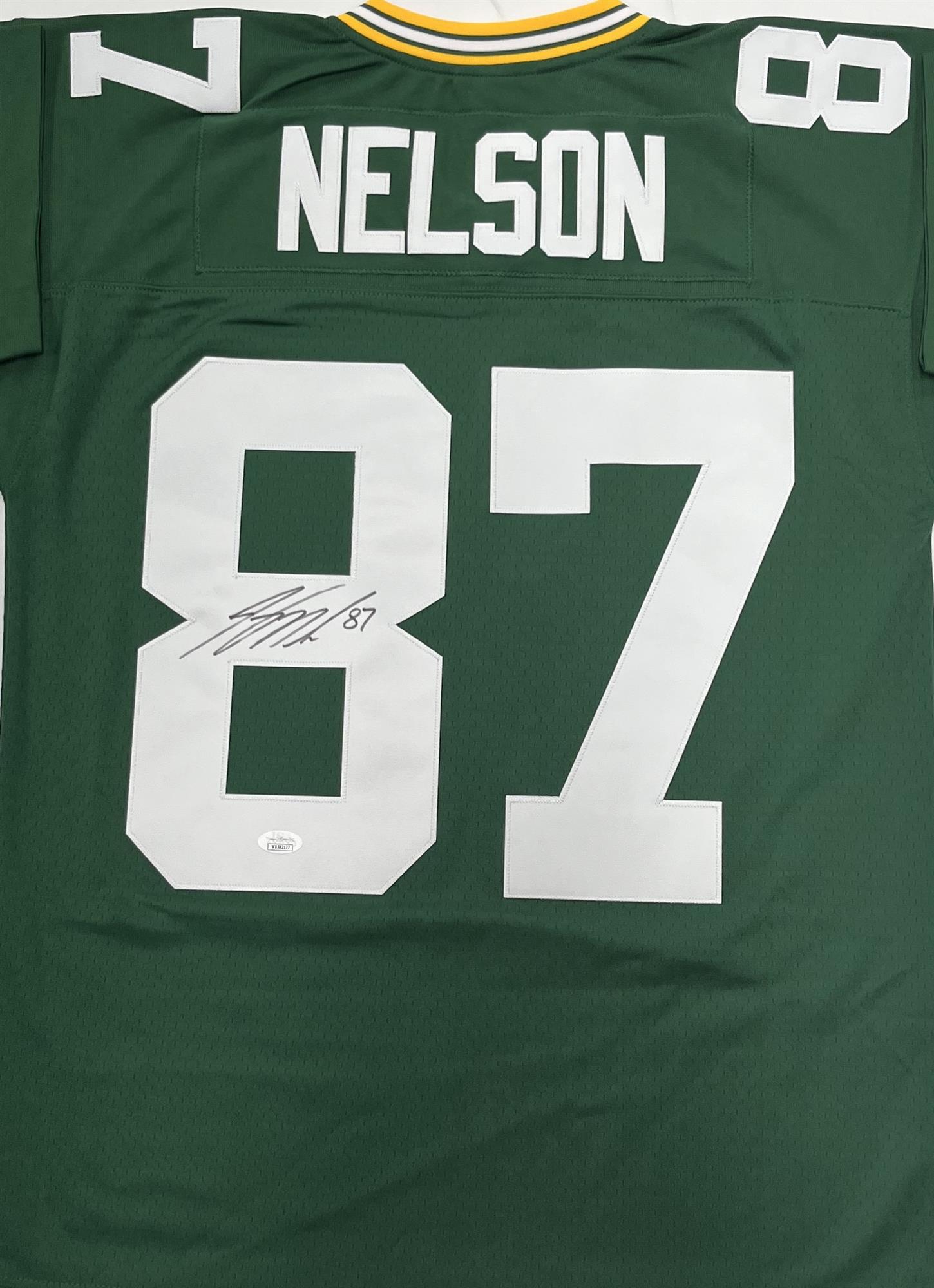 JORDY NELSON SIGNED PACKERS MITCHELL & NESS THROWBACK GREEN JERSEY - JSA