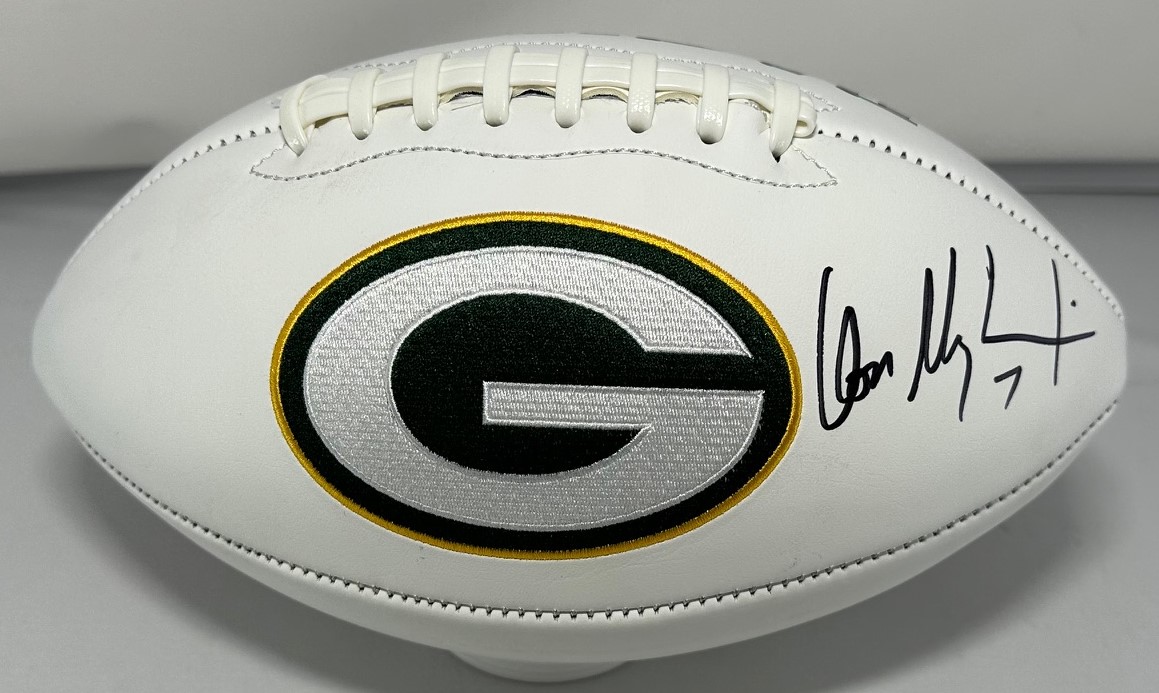 DON MAJKOWSKI SIGNED WILSON WHITE PANEL PACKERS LOGO FOOTBALL - BAS