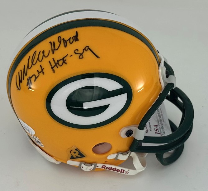 WILLIE WOOD SIGNED PACKERS MINI HELMET #2 W/ HOF '89 - JSA