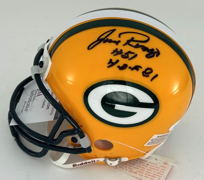 JIM RINGO (d) SIGNED PACKERS MINI HELMET W/ HOF - JSA