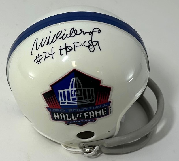 WILLIE WOOD SIGNED HOF LOGO MINI HELMET W/ HOF - PACKERS - JSA