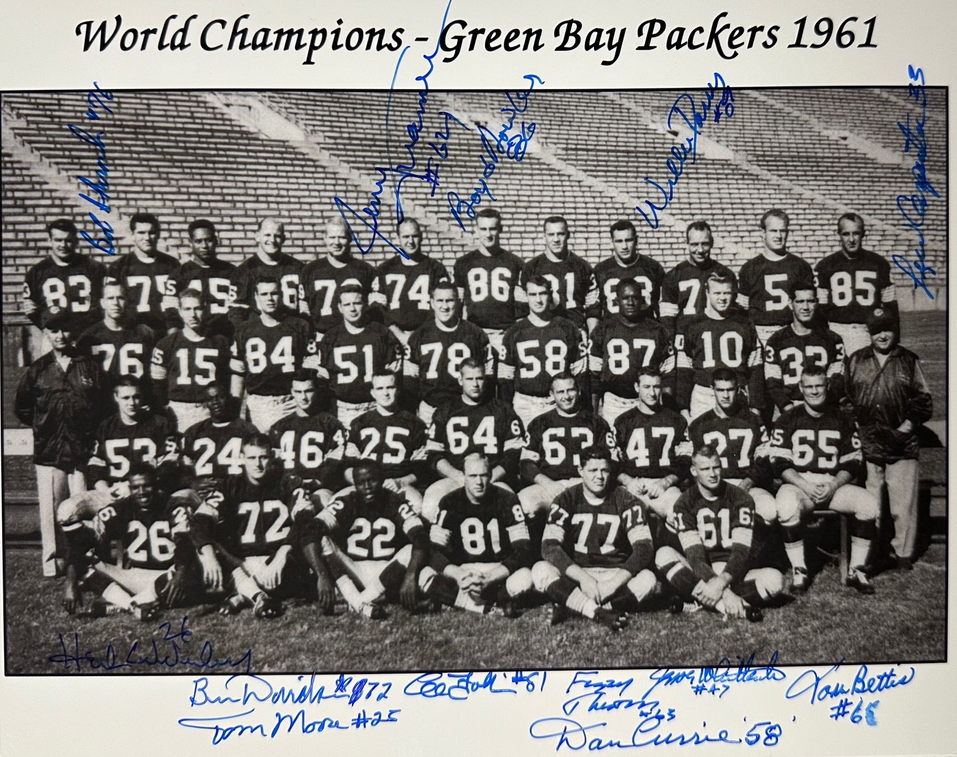 GB PACKERS 1961 CHAMPIONSHIP TEAM SIGNED 8X10 PHOTO W/ 13 PLAYERS