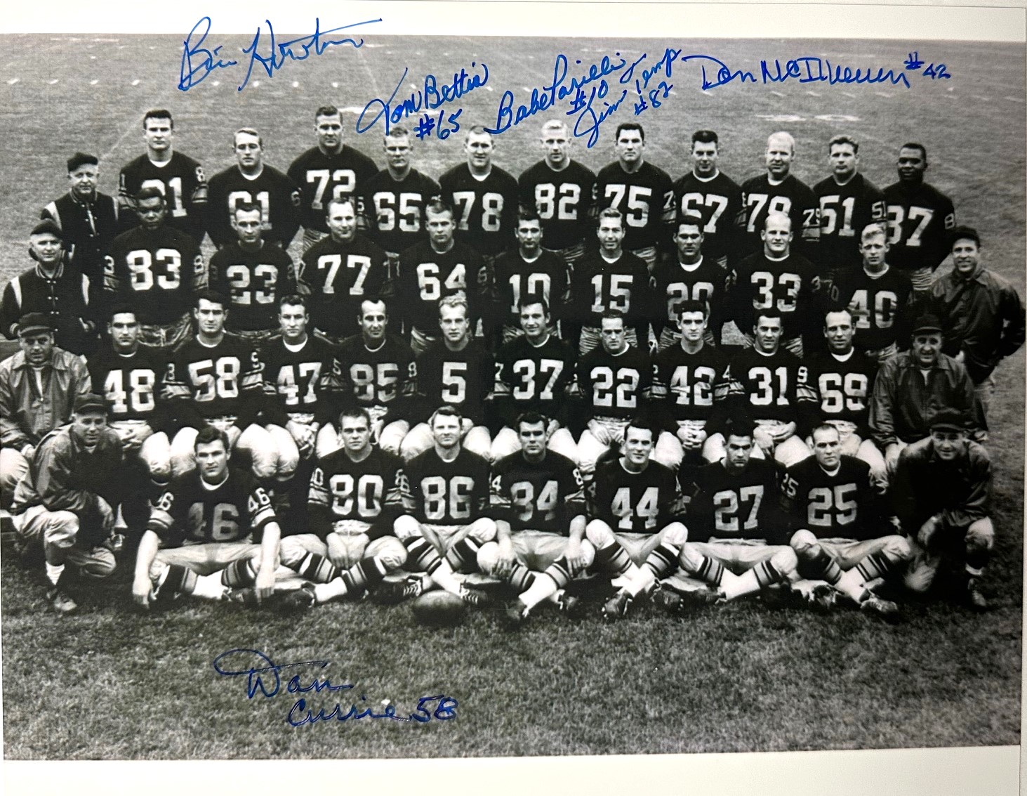 GB PACKERS 1958 LOMBARDI ERA TEAM SIGNED 8X10 PHOTO W/ 6 PLAYERS