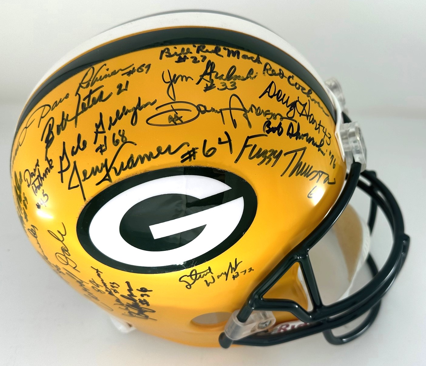 GREEN BAY PACKERS SB I & II TEAM SIGNED FULL SIZE REPLICA HELMET W/ 34 SIGS