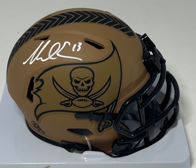 MIKE EVANS SIGNED RIDDELL BUCCANEERS 2023 SALUTE SPEED MINI HELMET - BAS