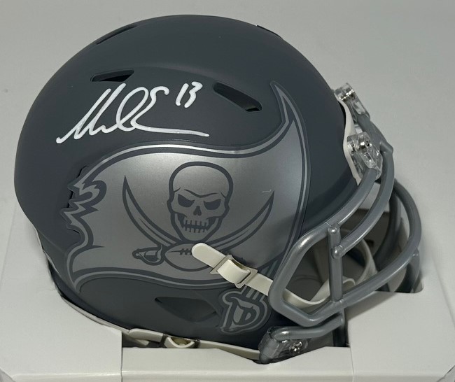 MIKE EVANS SIGNED RIDDELL BUCCANEERS SLATE SPEED MINI HELMET - BAS