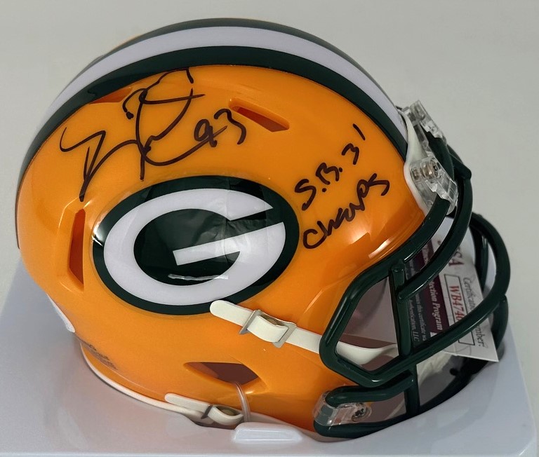 GILBERT BROWN SIGNED PACKERS SPEED MINI HELMET W/ SB 31 CHAMPS - JSA