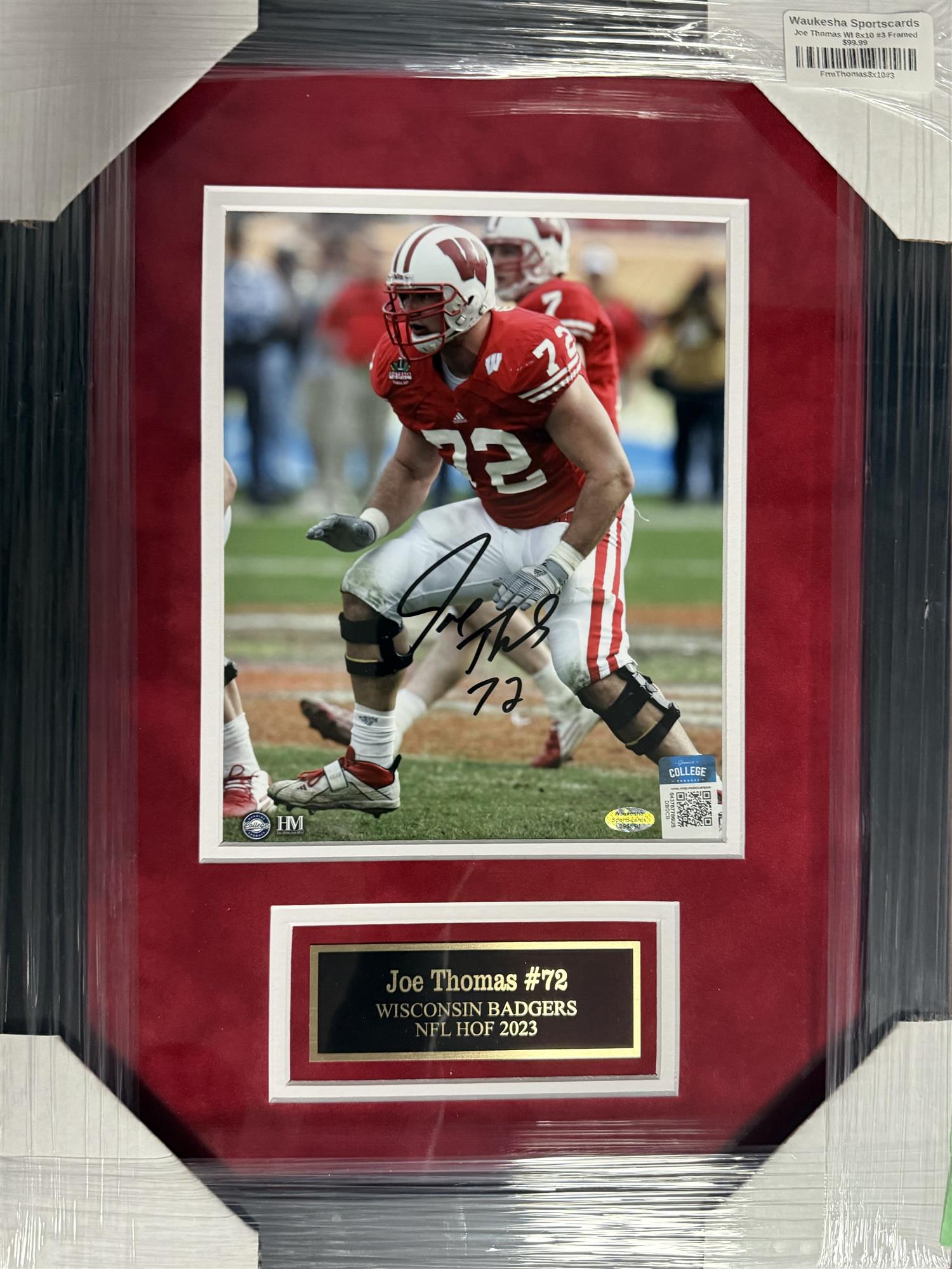 JOE THOMAS FRAMED SIGNED BADGERS 8X10 PHOTO #3