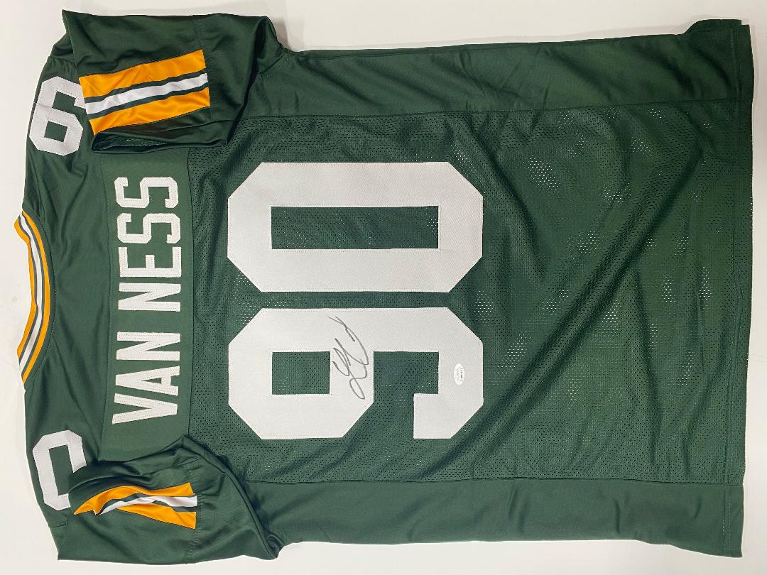 LUKAS VAN NESS SIGNED CUSTOM REPLICA PACKERS GREEN JERSEY - BAS