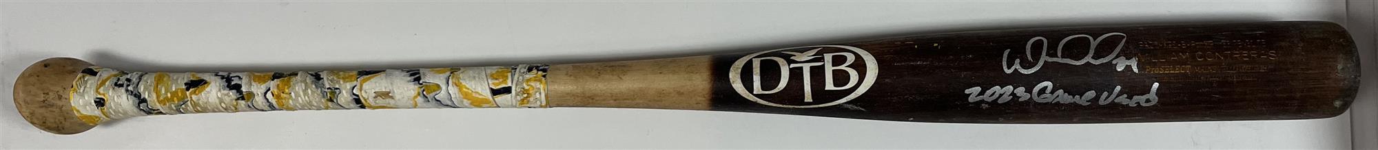 WILLIAM CONTRERAS SIGNED BREWERS 2023 GAME USED DOVE TAIL BAT #7 - JSA