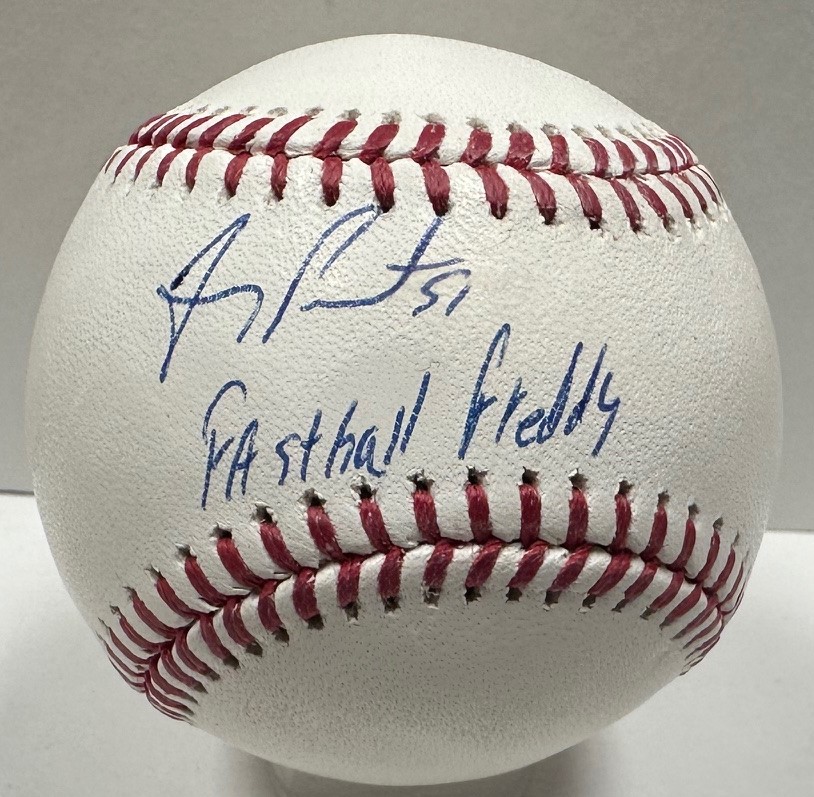 FREDDY PERALTA SIGNED OFFICIAL MLB BASEBALL W/ FASTBALL FREDDY - BREWERS - JSA